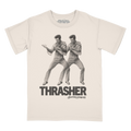 Ivory unisex tee featuring Double Thrasher photo art printed on the front.